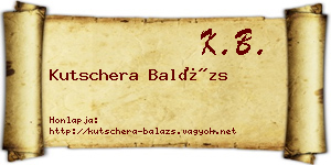 Kutschera Balázs névjegykártya